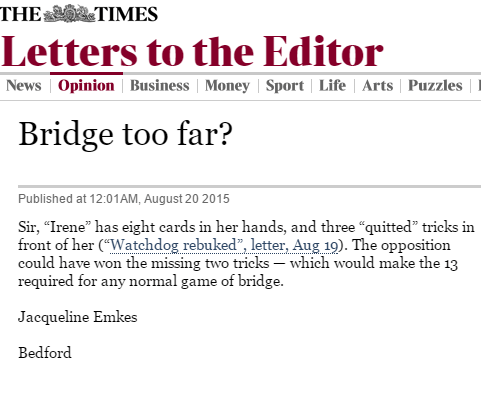 Letters to Times Yellow Irene