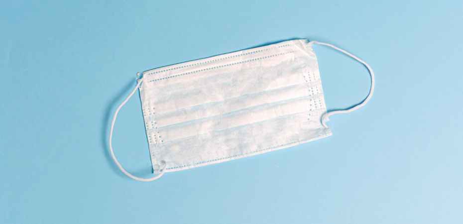 face mask on blue background